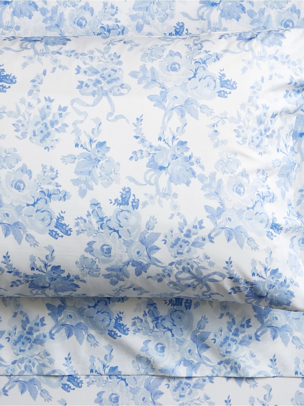 Pottery Barn Blue and White Floral Bedding Sheet Set